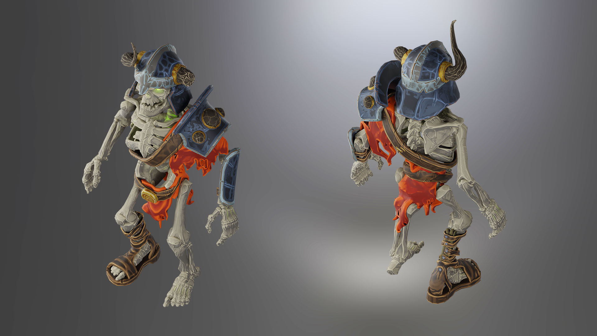 Animated Low Poly Game Ready Skeleton Pack Recruit Warrior Boss 3D Model Collection_22