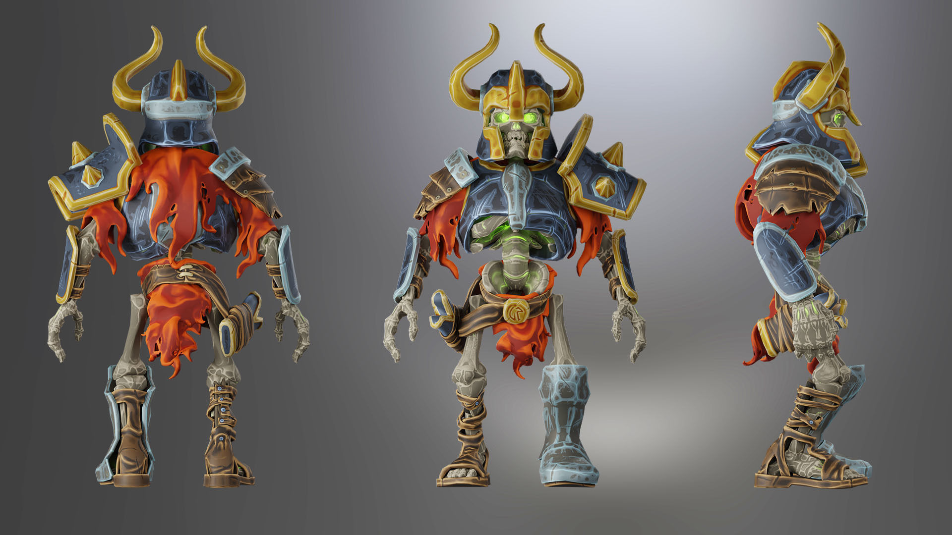 Animated Low Poly Game Ready Skeleton Pack Recruit Warrior Boss 3D Model Collection_36