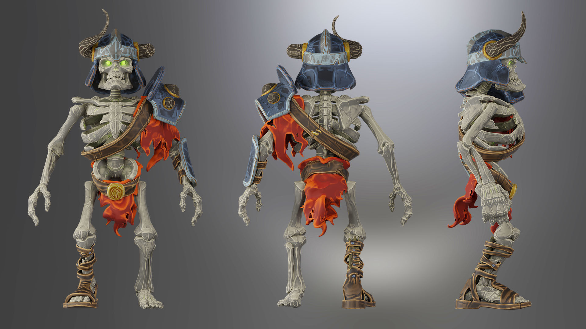 Animated Low Poly Game Ready Skeleton Pack Recruit Warrior Boss 3D Model Collection_21