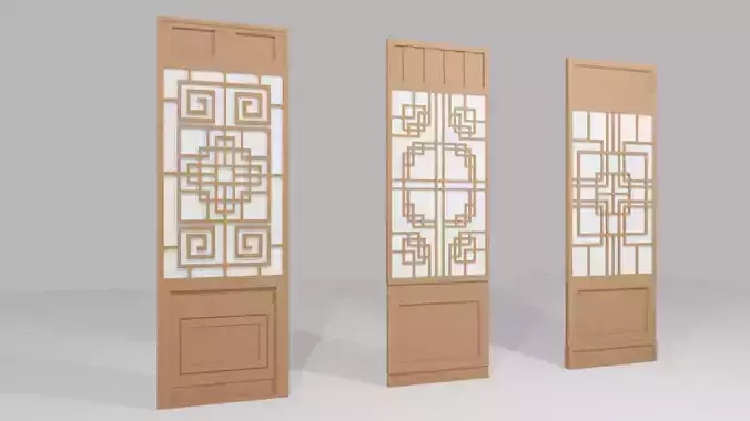 Chinese Window-Low Poly Type 2 Low-poly 3D model