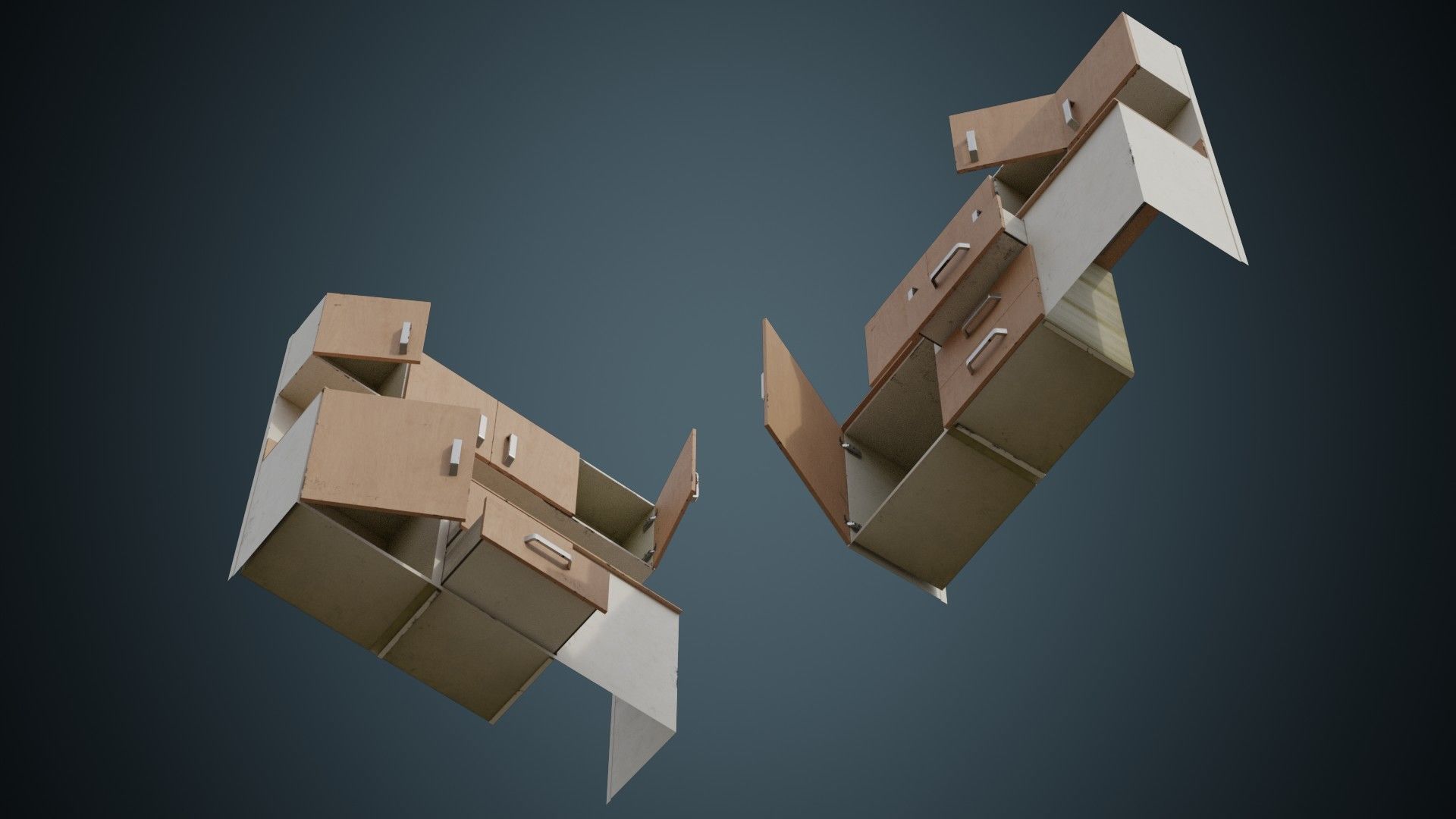 Hospital Wall Cabinet 1B Low-poly 3D model_2