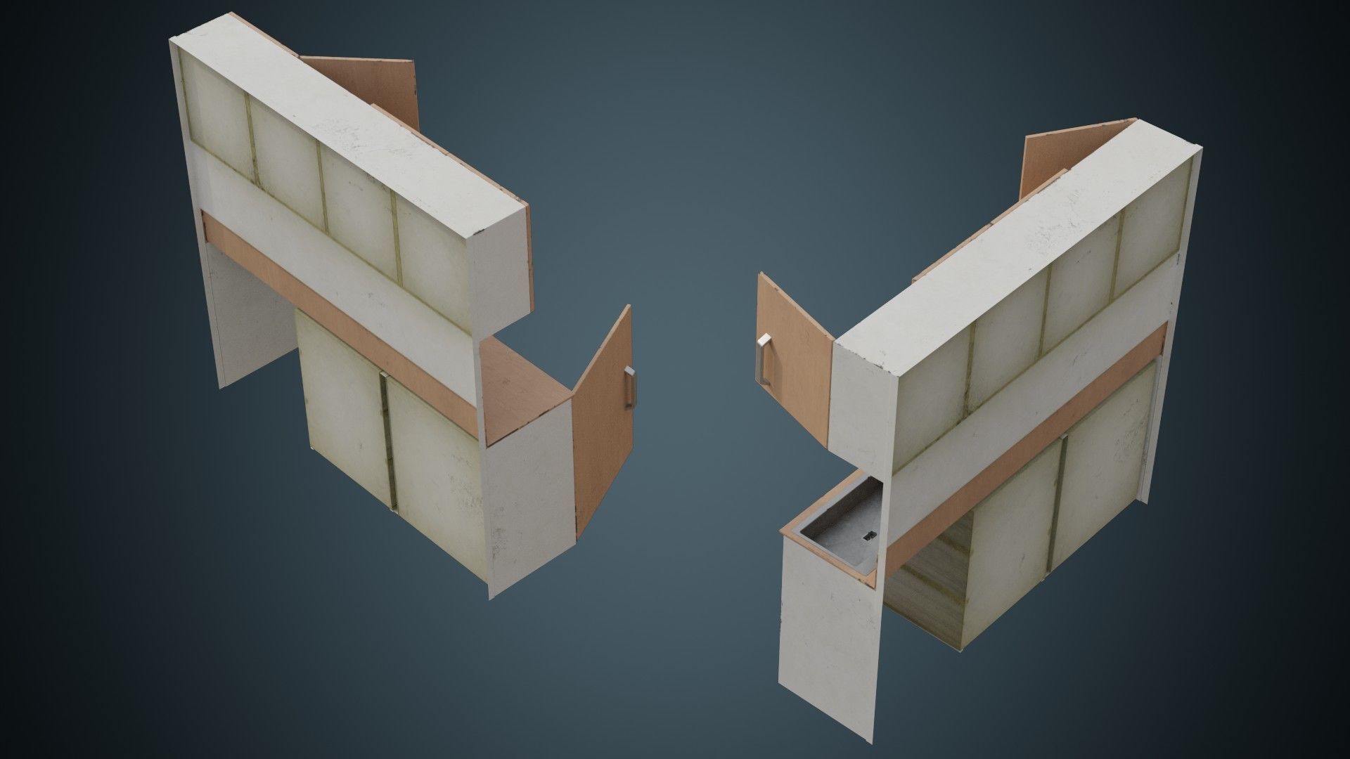 Hospital Wall Cabinet 1B Low-poly 3D model_1