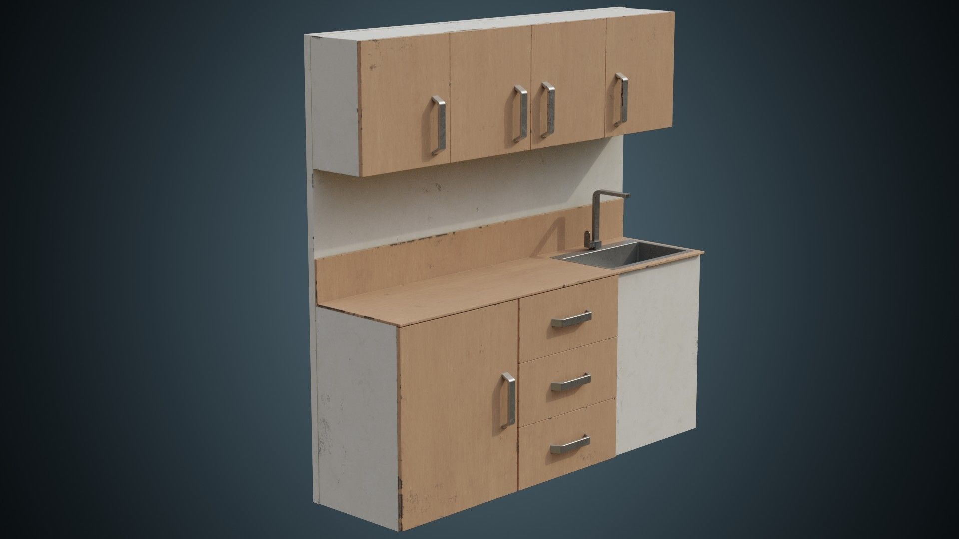 Hospital Wall Cabinet 1B Low-poly 3D model_4