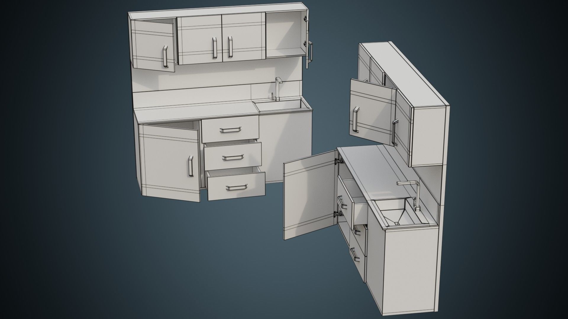 Hospital Wall Cabinet 1B Low-poly 3D model_10
