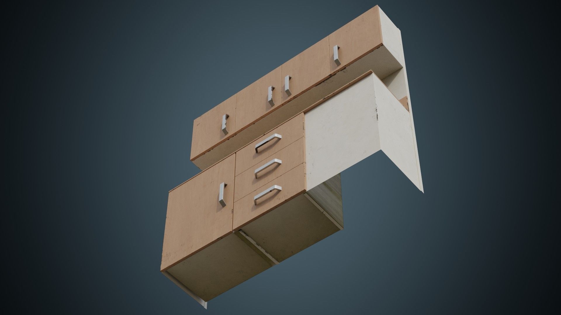 Hospital Wall Cabinet 1B Low-poly 3D model_7