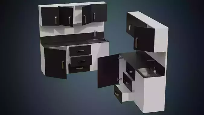 Hospital Wall Cabinet 1 Basic Low-poly 3D model