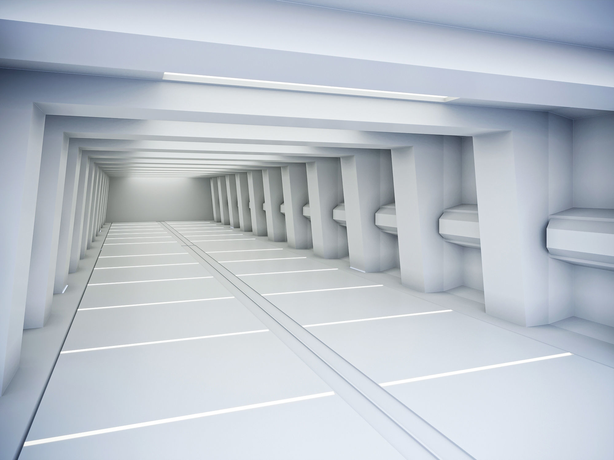 low poly sci fi corridor 13 Low-poly 3D model_3