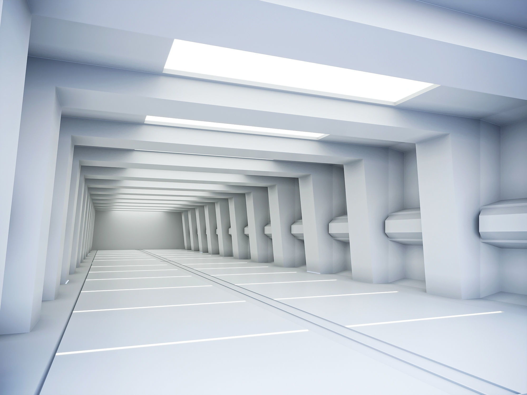 low poly sci fi corridor 13 Low-poly 3D model_2