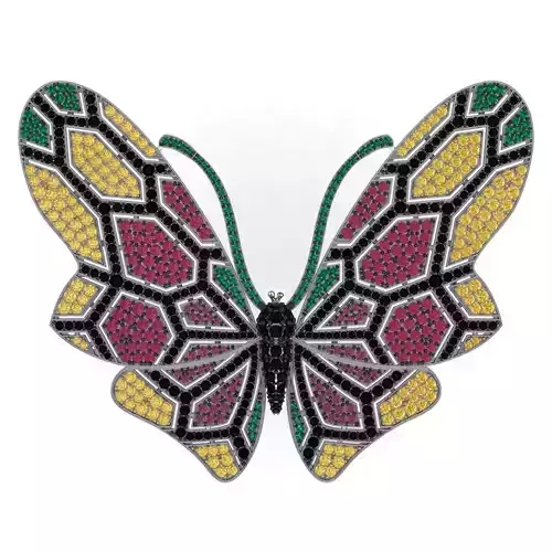 Eli Frei Large Multi Gemstone Butterfly Brooch