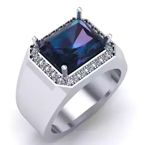 Diamond Signet Ring For Gents  3D print model