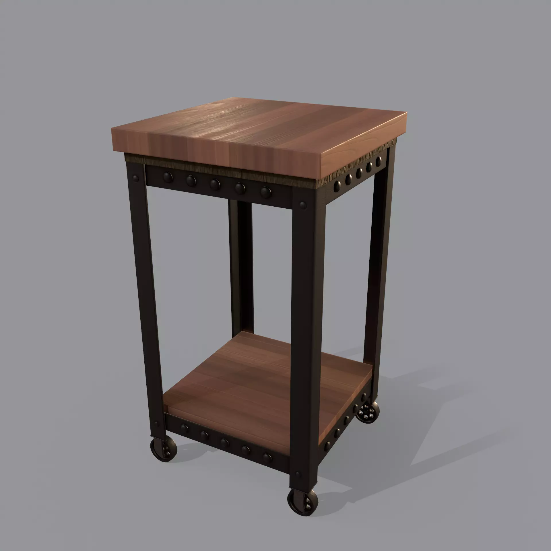 Industrial Side Table Low-poly 3D model_0