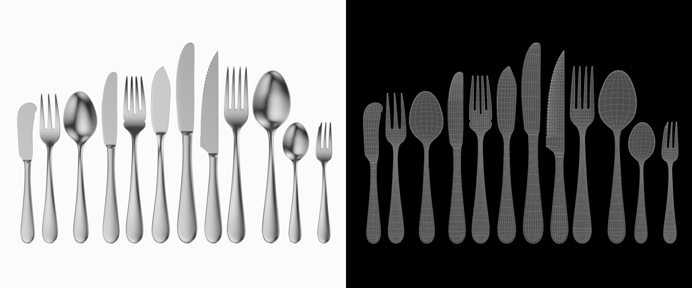 Generic Cutlery 12 Pieces COLLECTION 3D model_2
