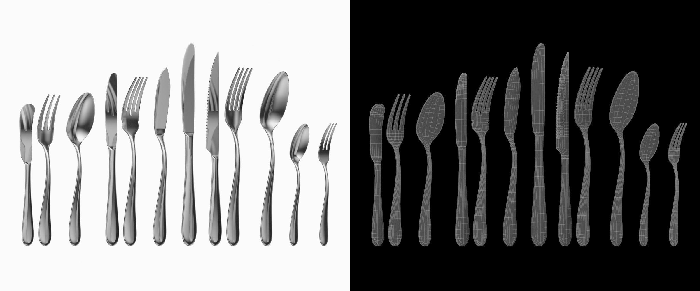 Generic Cutlery 12 Pieces COLLECTION 3D model_3