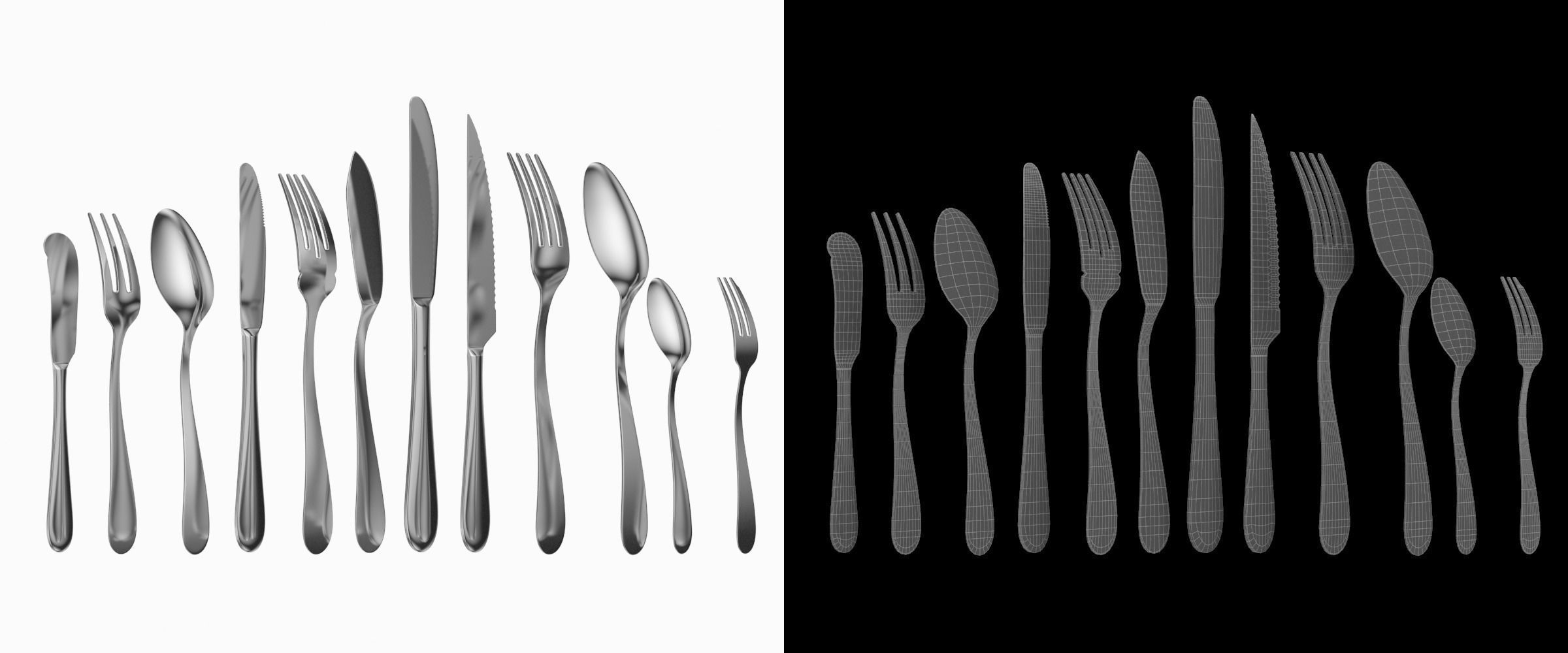 Generic Cutlery 12 Pieces COLLECTION 3D model_7