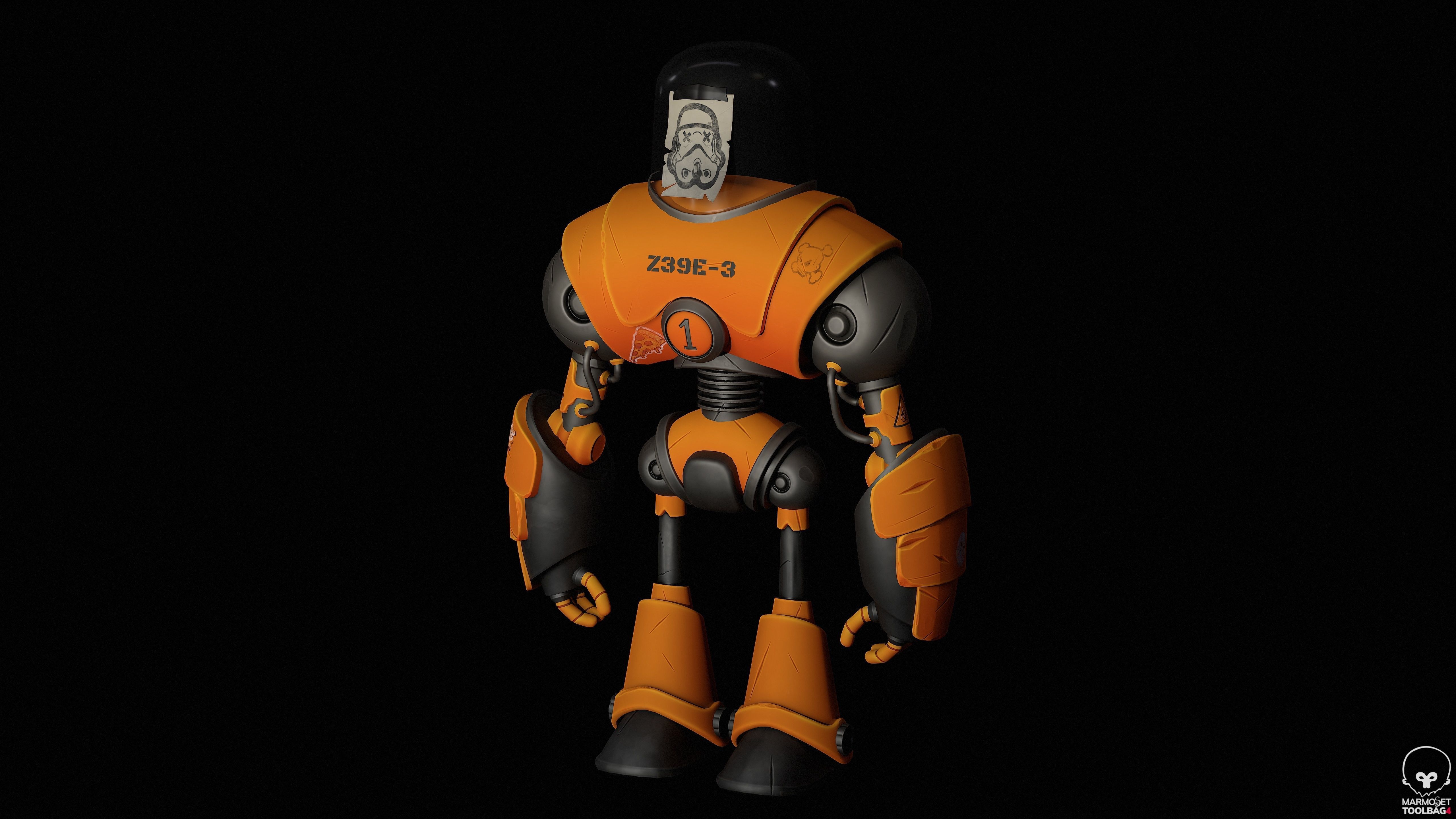 Stilized Robot Low-poly 3D model_1