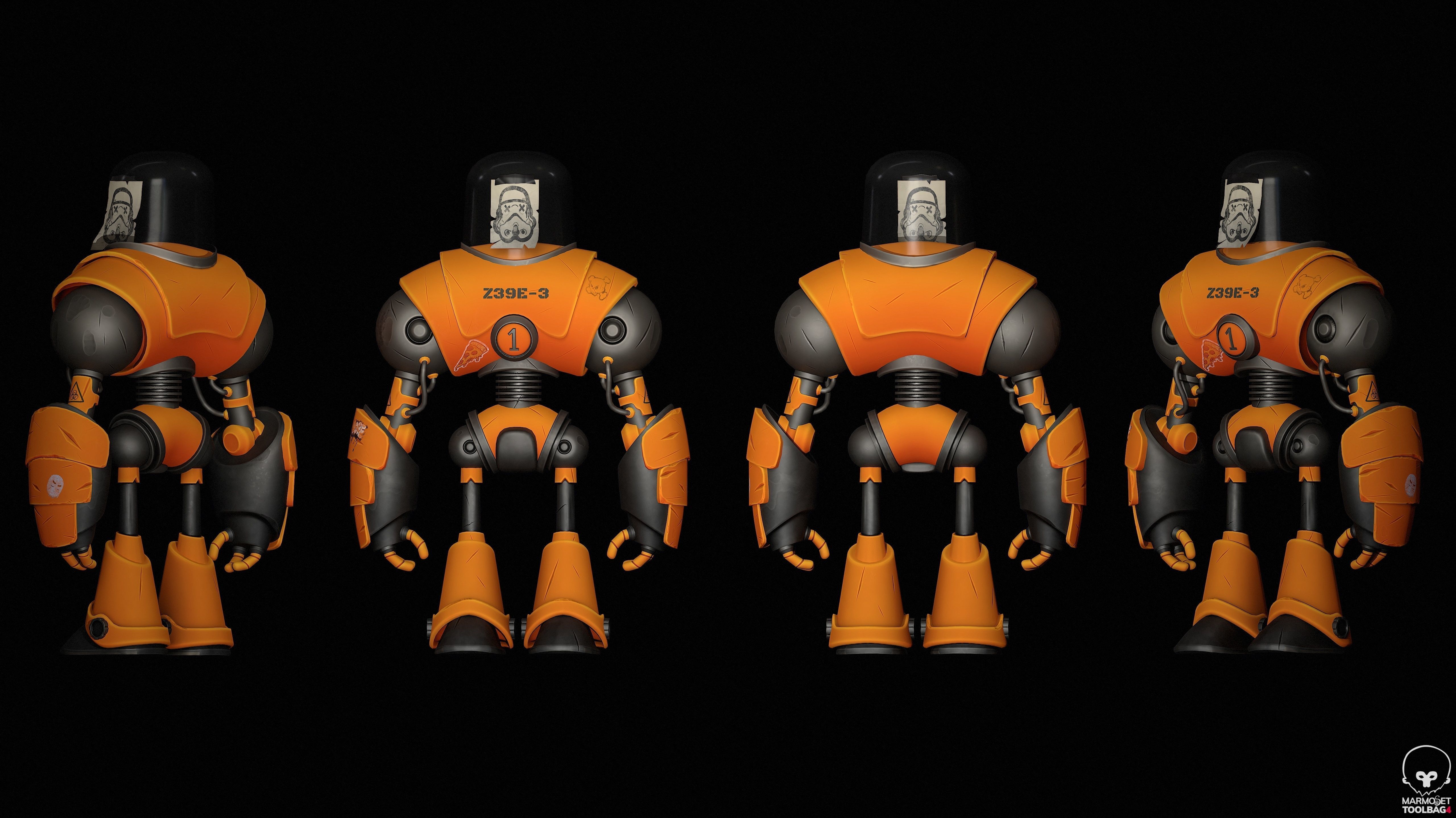 Stilized Robot Low-poly 3D model_2