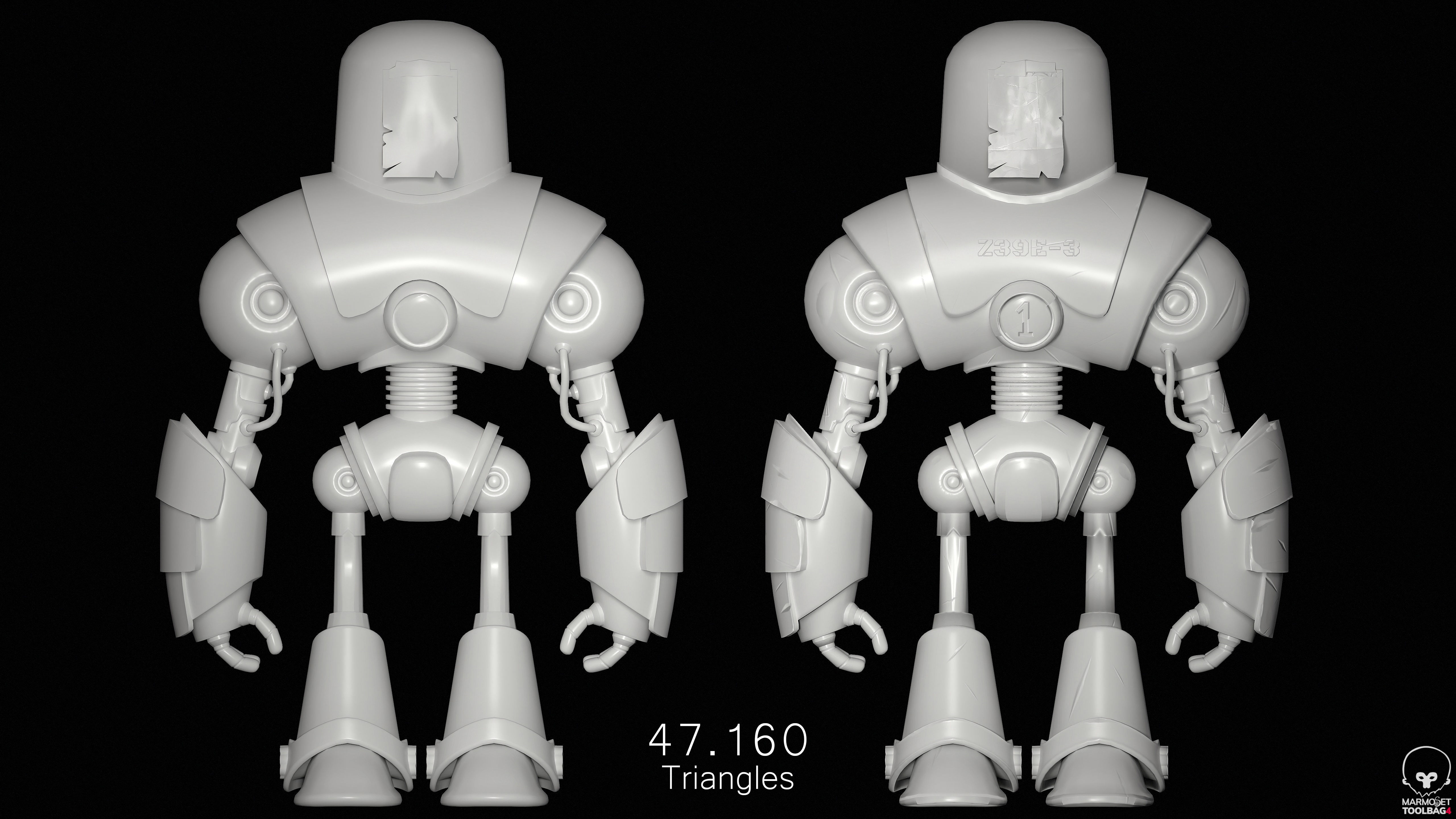 Stilized Robot Low-poly 3D model_3