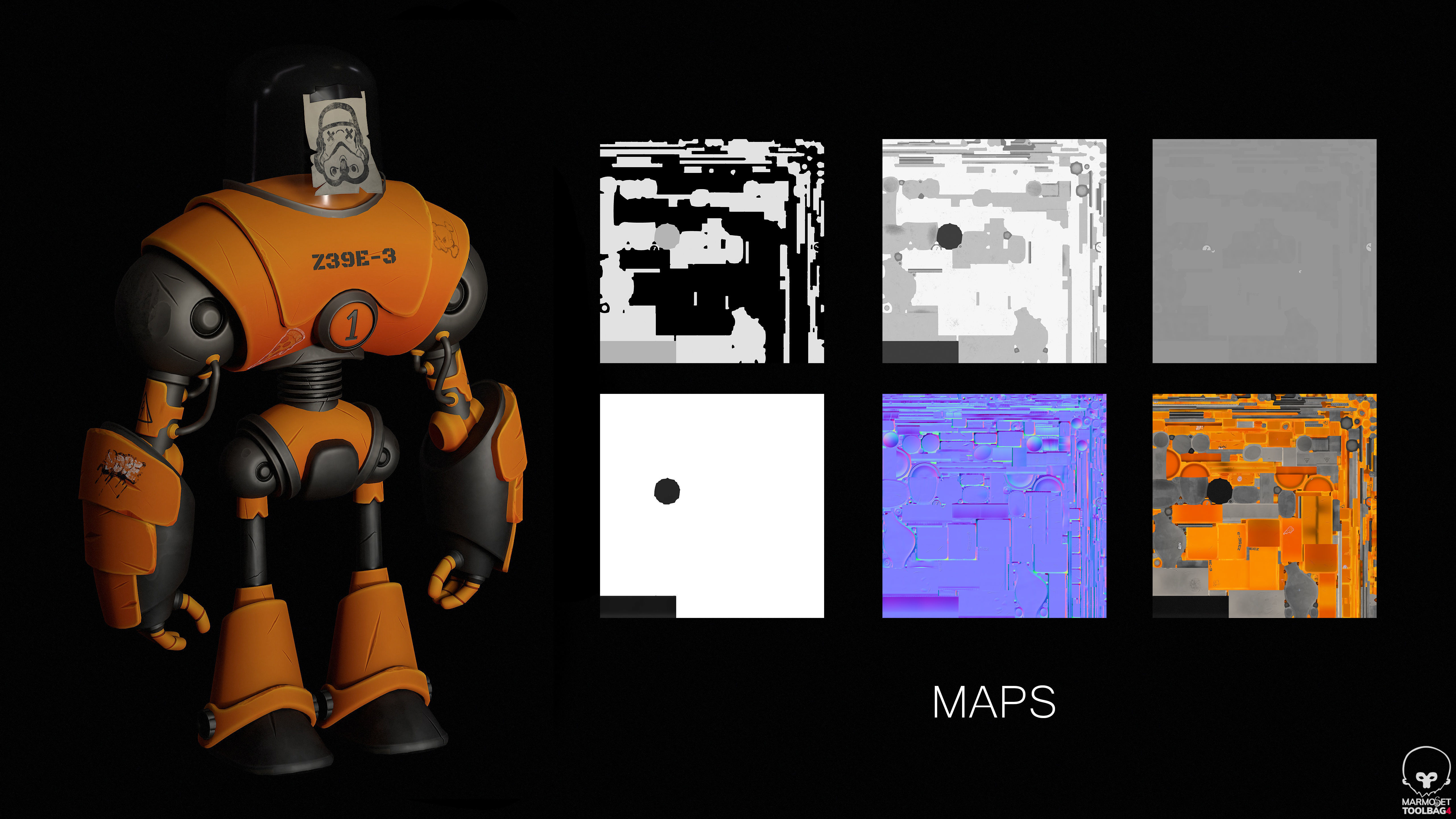 Stilized Robot Low-poly 3D model_4