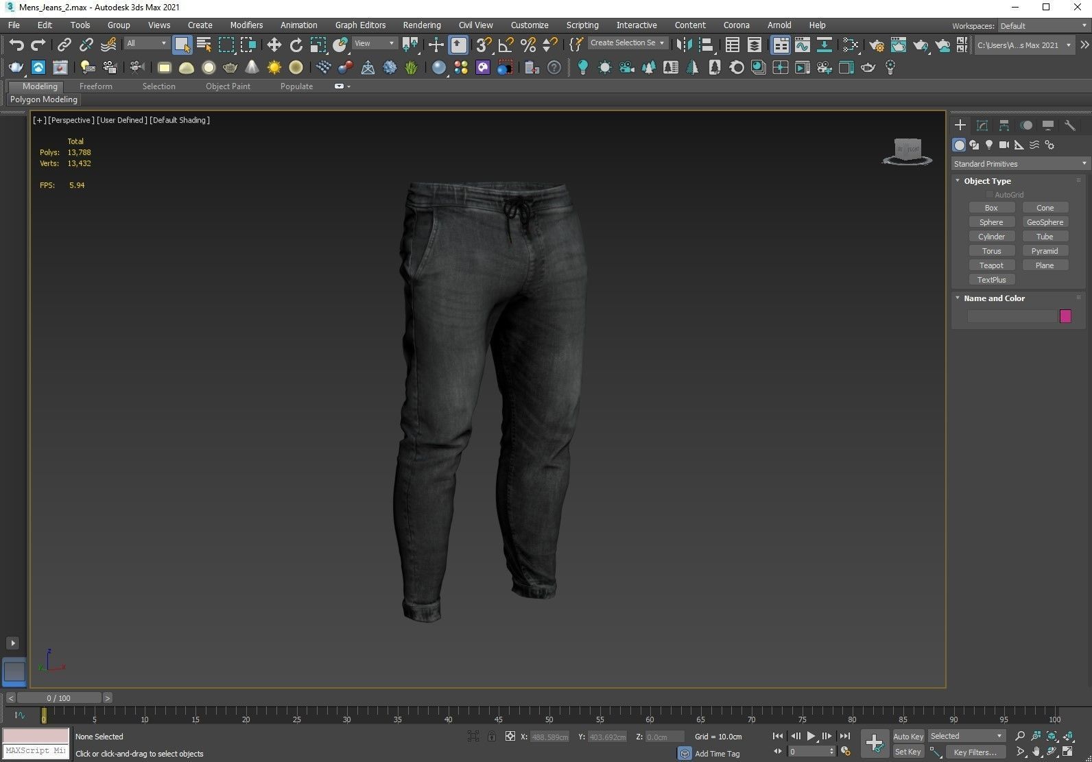 Mens Jeans 2 Low-poly 3D model_4