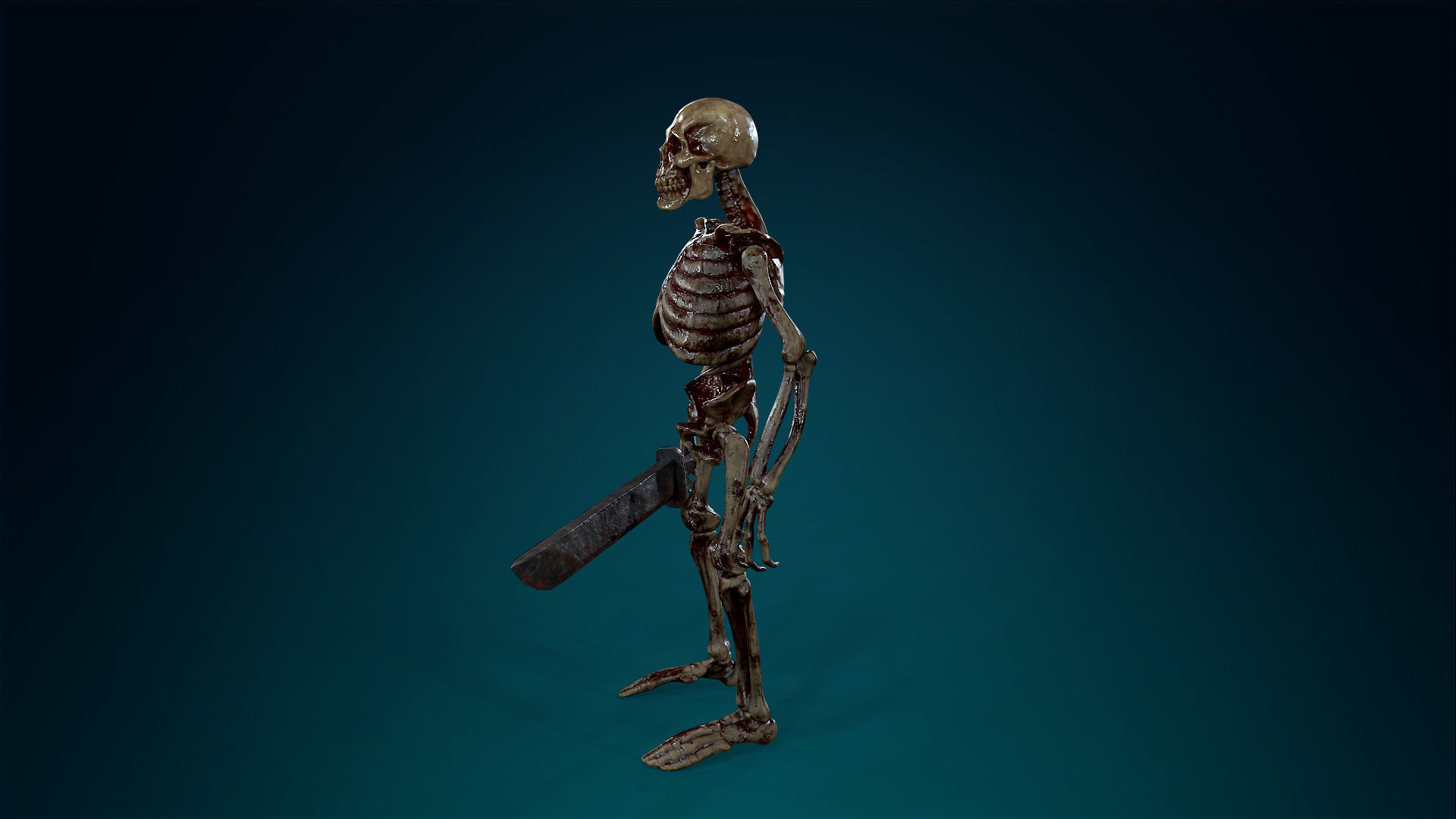 Skeleton Undead Warrior Bloody - Lowpoly - Game Ready Low-poly 3D model_16