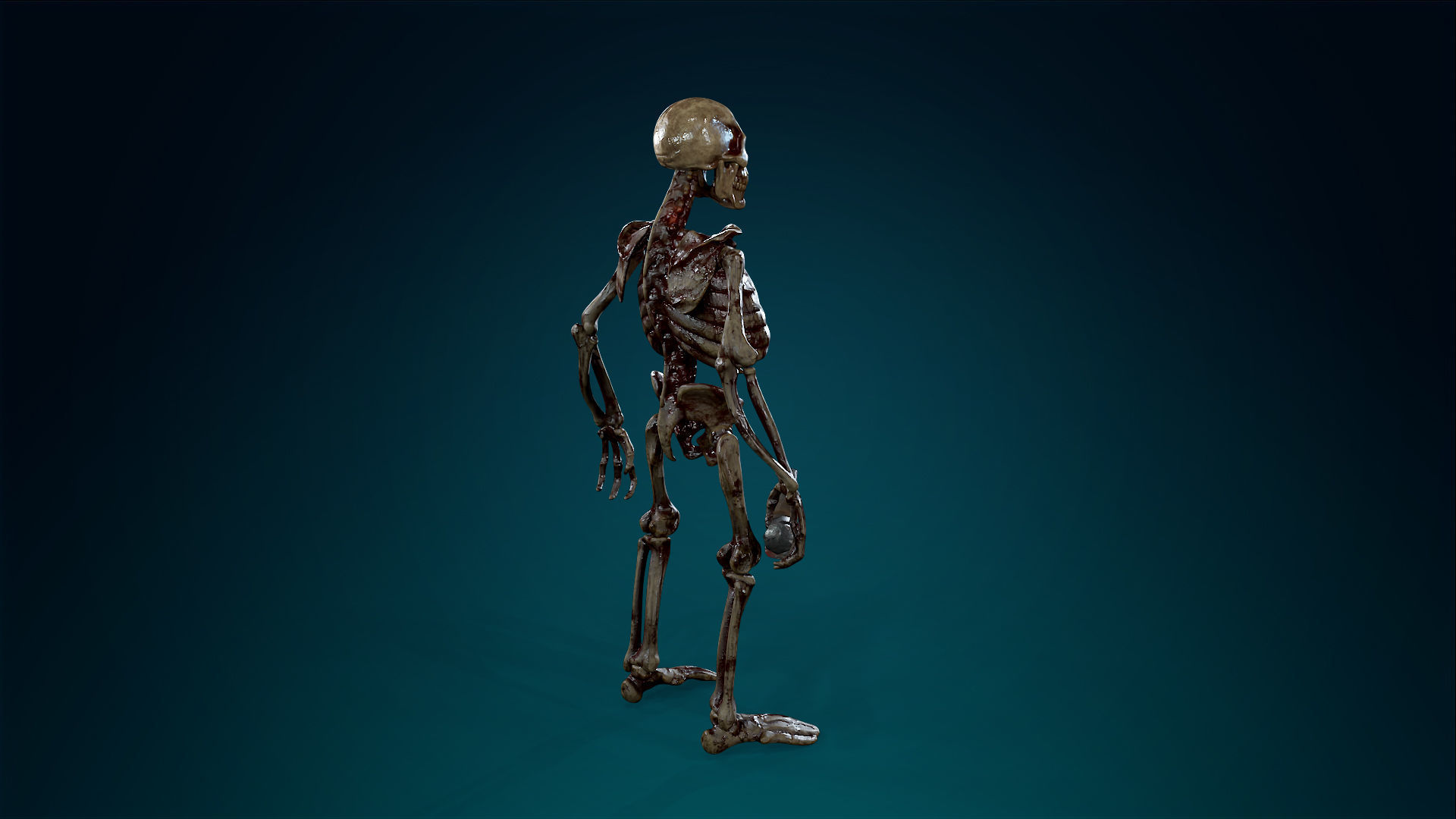 Skeleton Undead Warrior Bloody - Lowpoly - Game Ready Low-poly 3D model_9