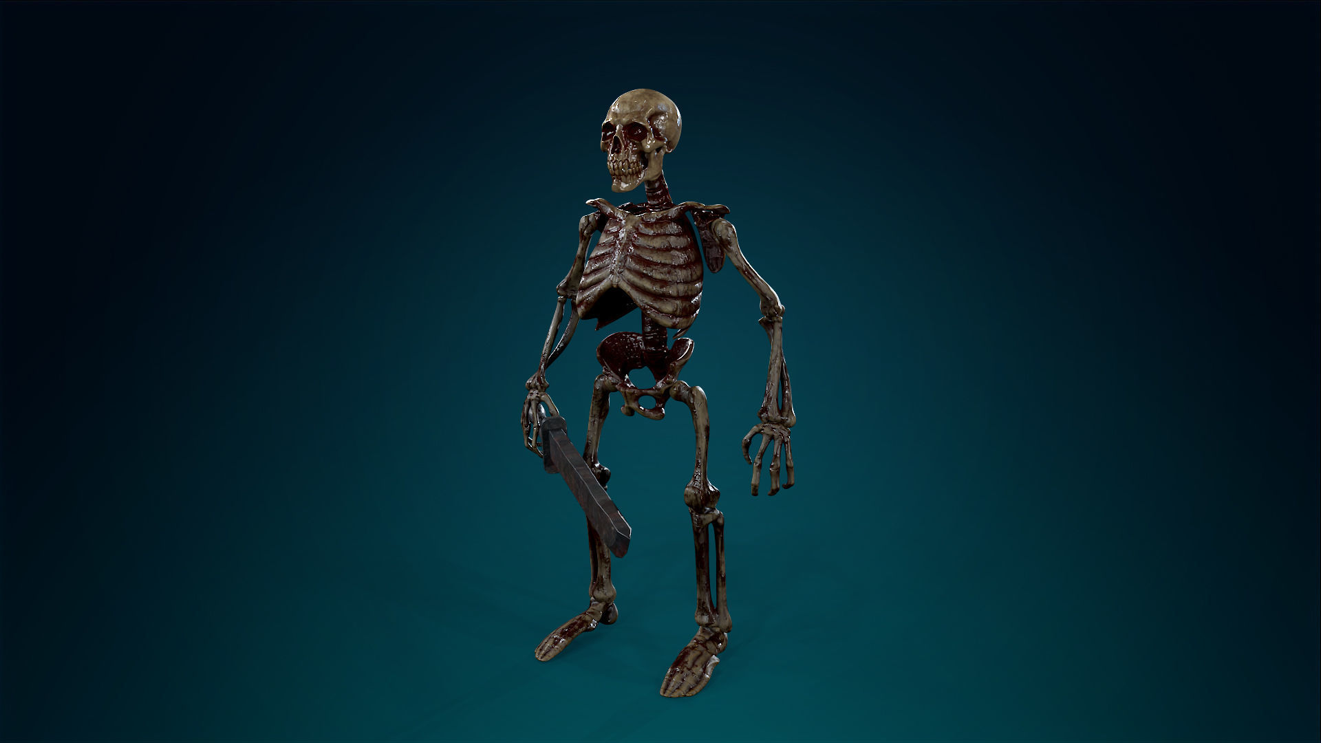 Skeleton Undead Warrior Bloody - Lowpoly - Game Ready Low-poly 3D model_18