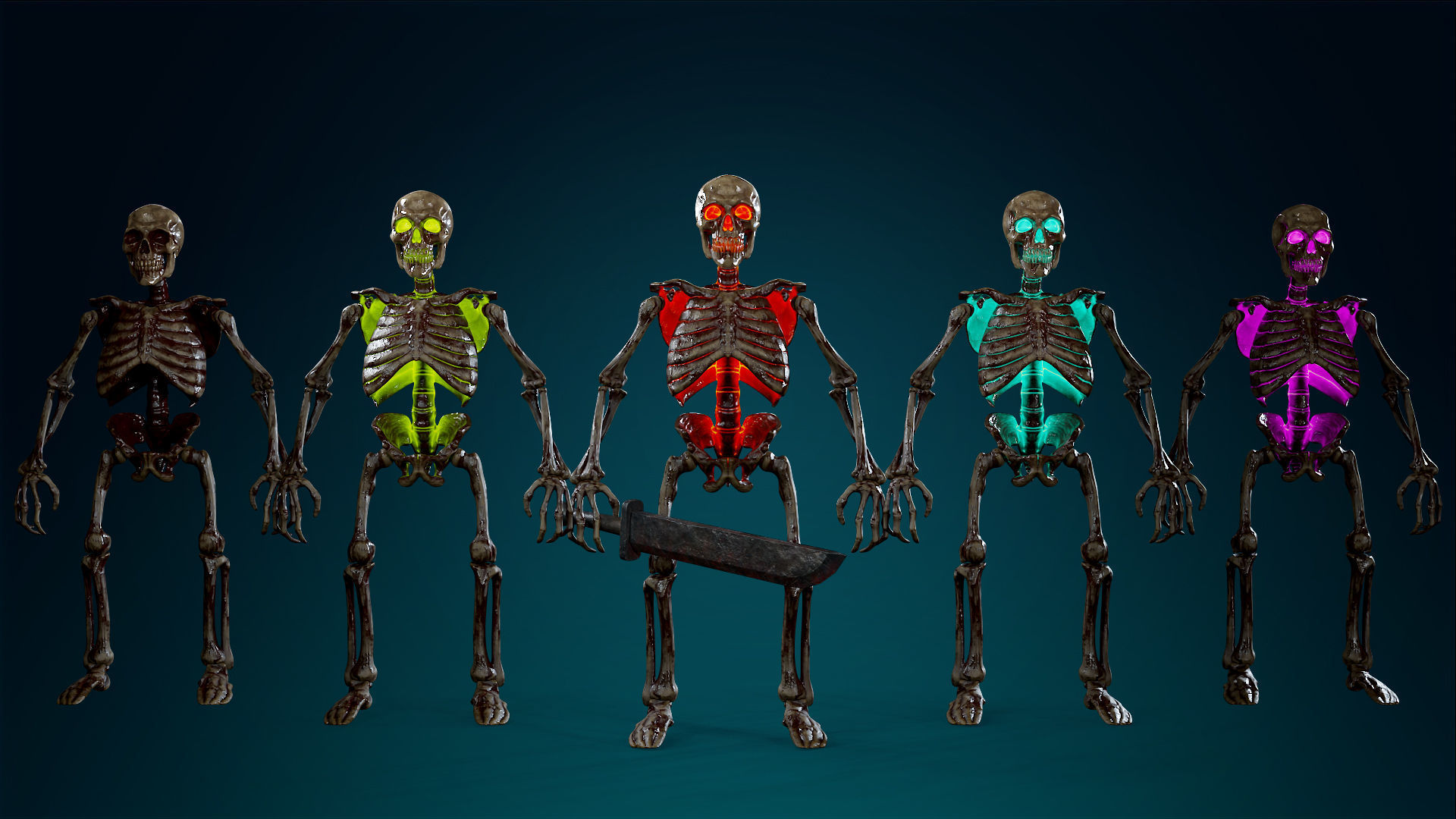 Skeleton Undead Warrior Bloody - Lowpoly - Game Ready Low-poly 3D model_2