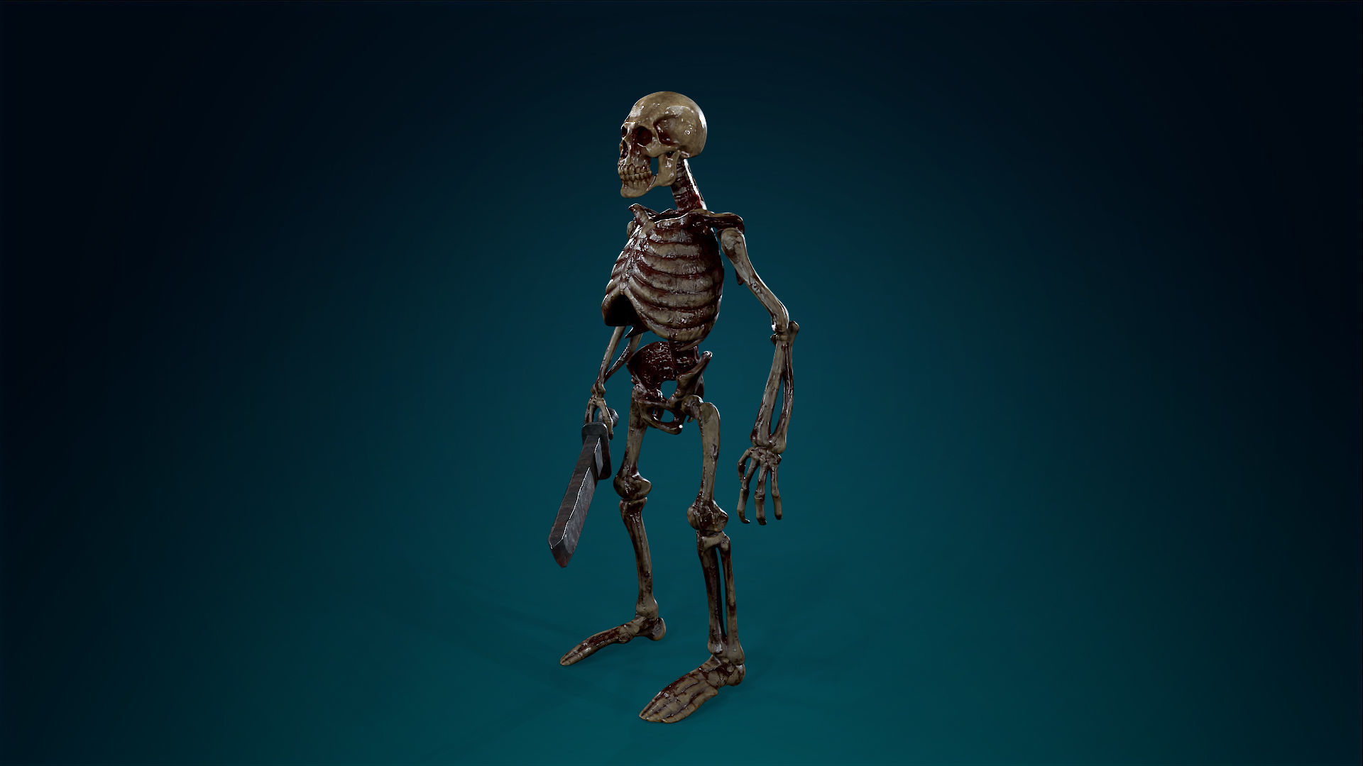 Skeleton Undead Warrior Bloody - Lowpoly - Game Ready Low-poly 3D model_17