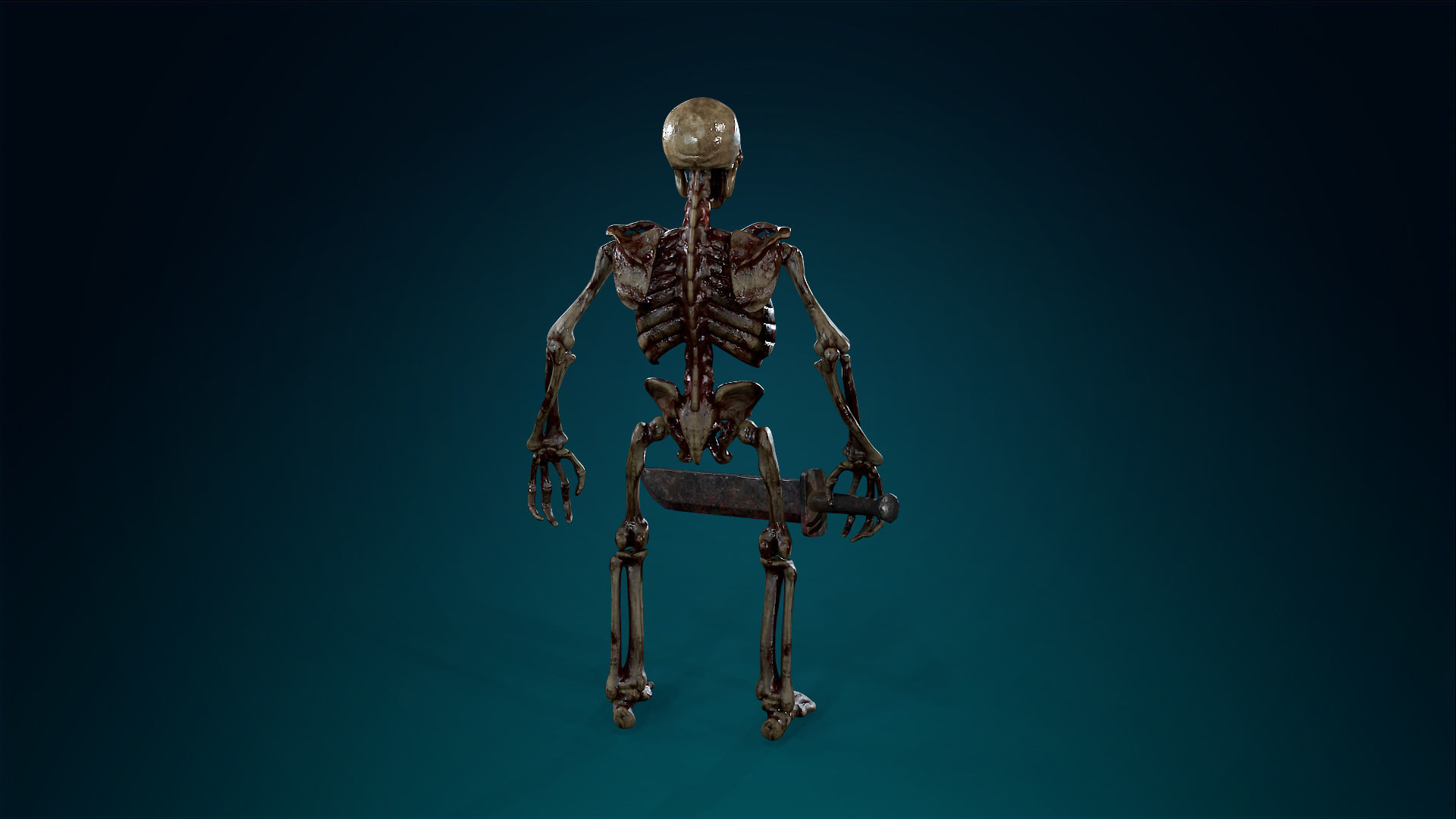 Skeleton Undead Warrior Bloody - Lowpoly - Game Ready Low-poly 3D model_11