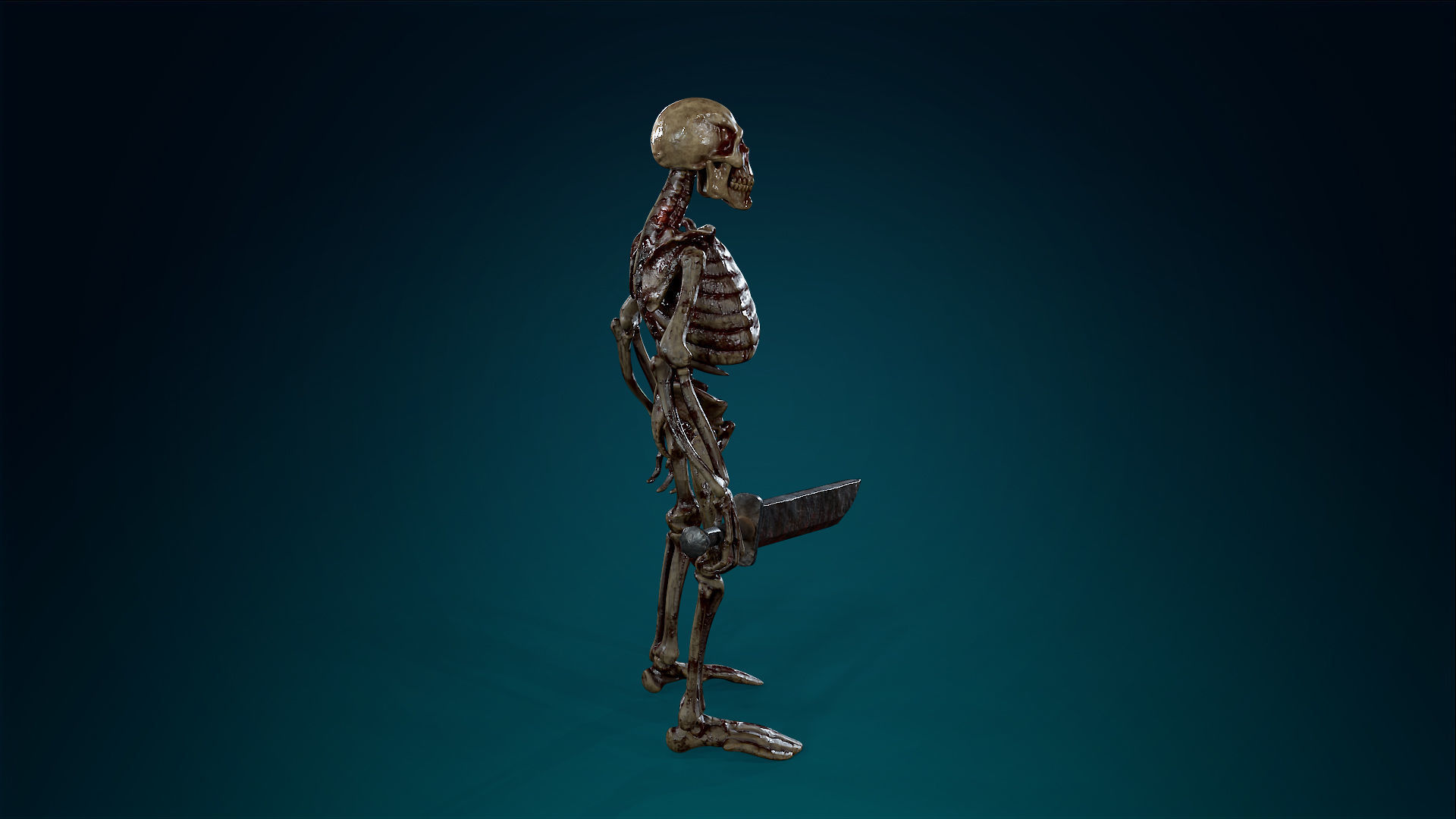 Skeleton Undead Warrior Bloody - Lowpoly - Game Ready Low-poly 3D model_8