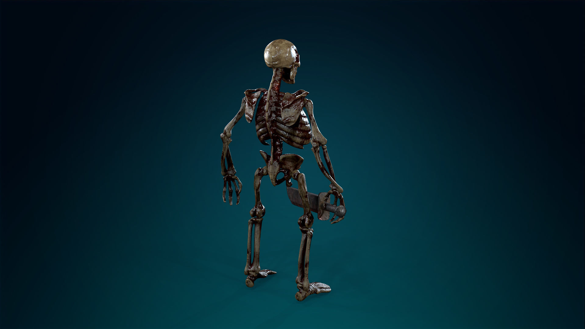 Skeleton Undead Warrior Bloody - Lowpoly - Game Ready Low-poly 3D model_10