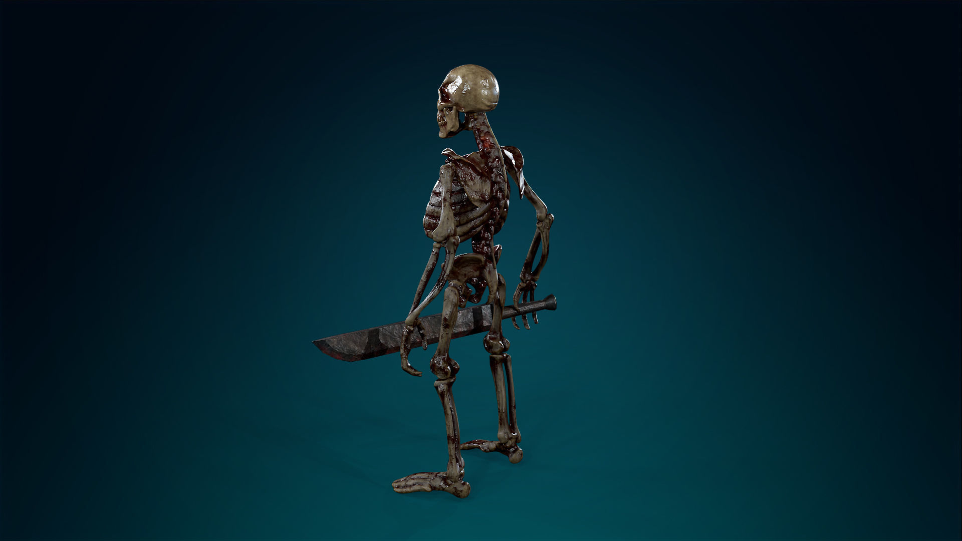 Skeleton Undead Warrior Bloody - Lowpoly - Game Ready Low-poly 3D model_14