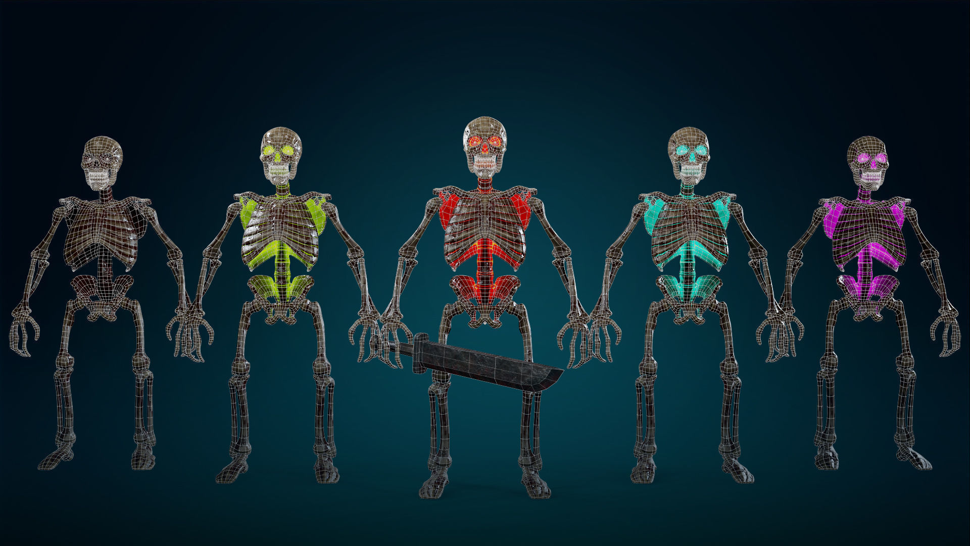 Skeleton Undead Warrior Bloody - Lowpoly - Game Ready Low-poly 3D model_3