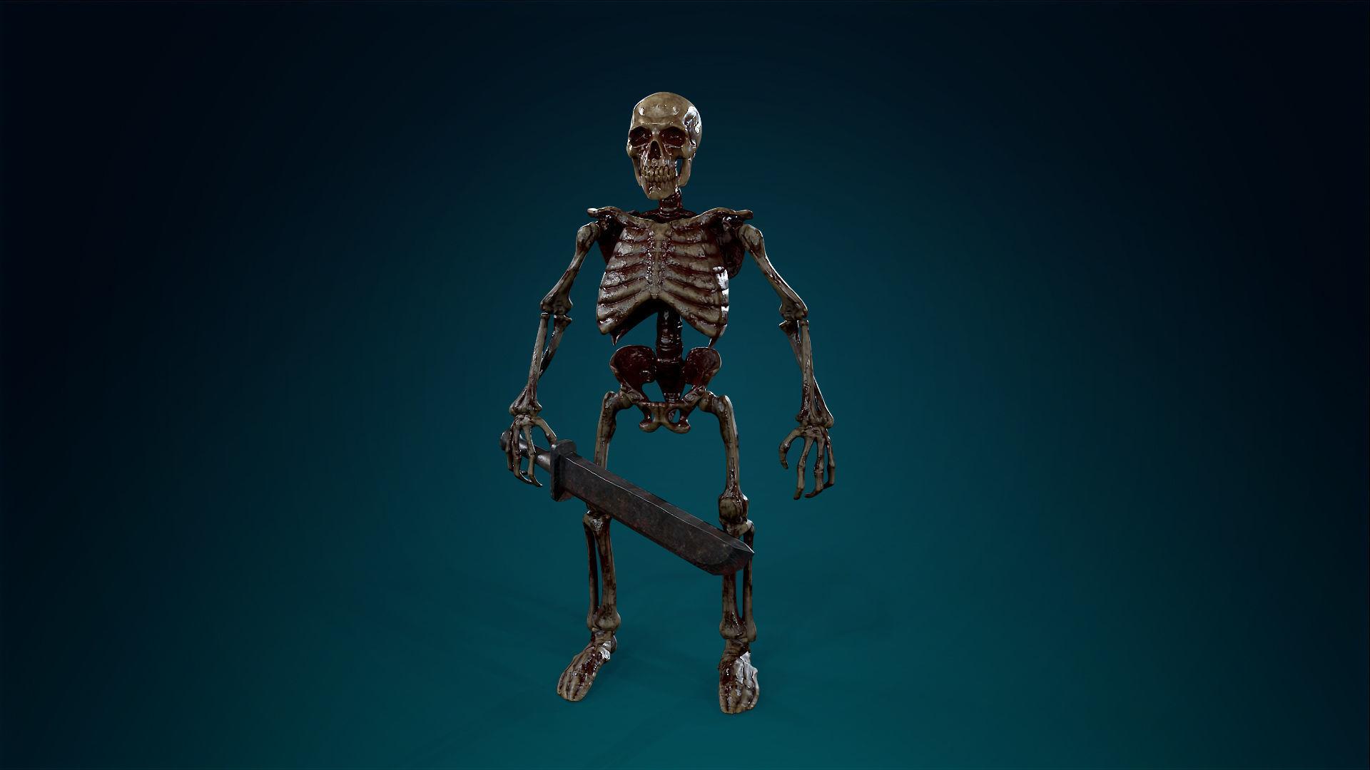 Skeleton Undead Warrior Bloody - Lowpoly - Game Ready Low-poly 3D model_19