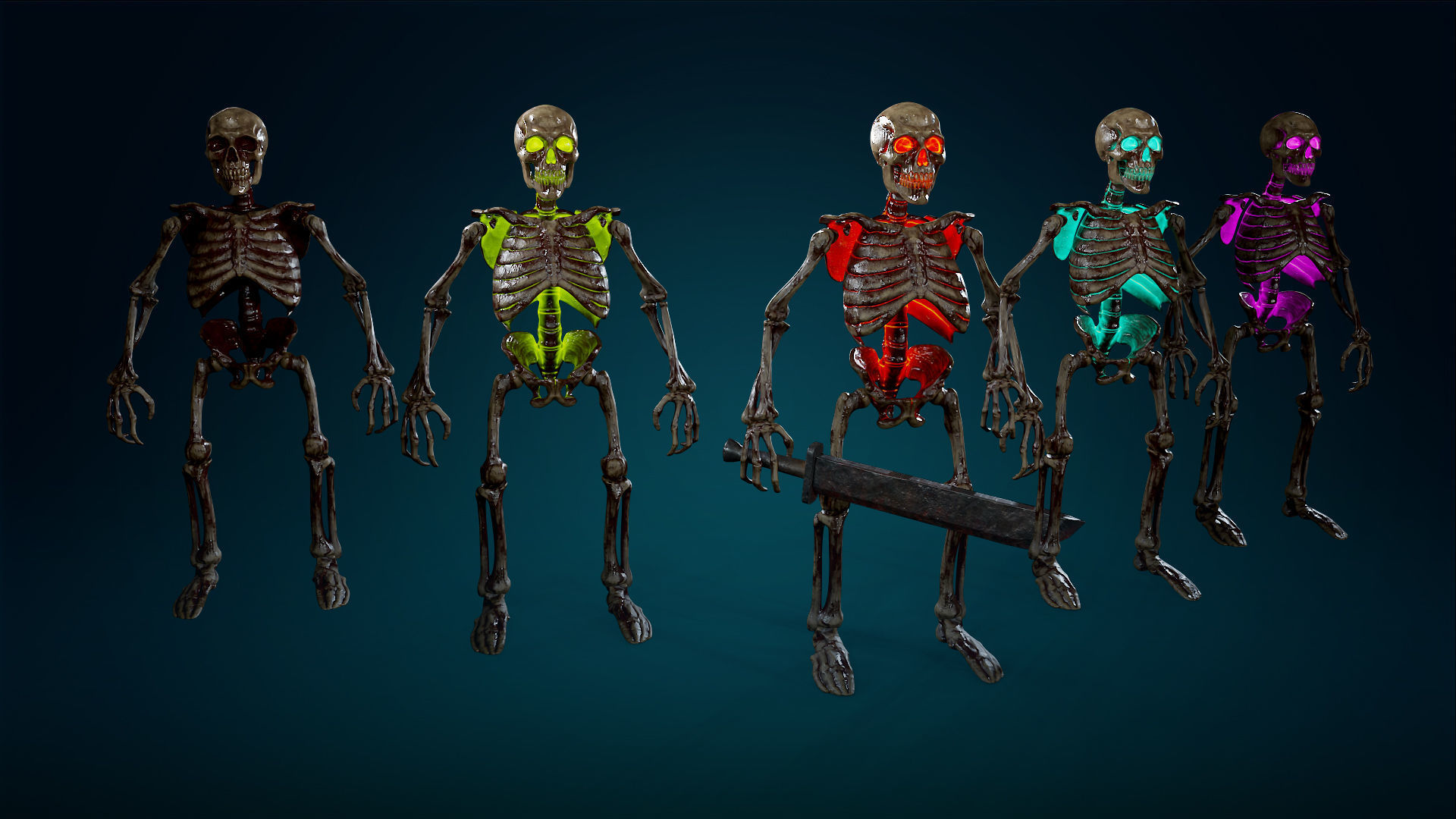 Skeleton Undead Warrior Bloody - Lowpoly - Game Ready Low-poly 3D model_20