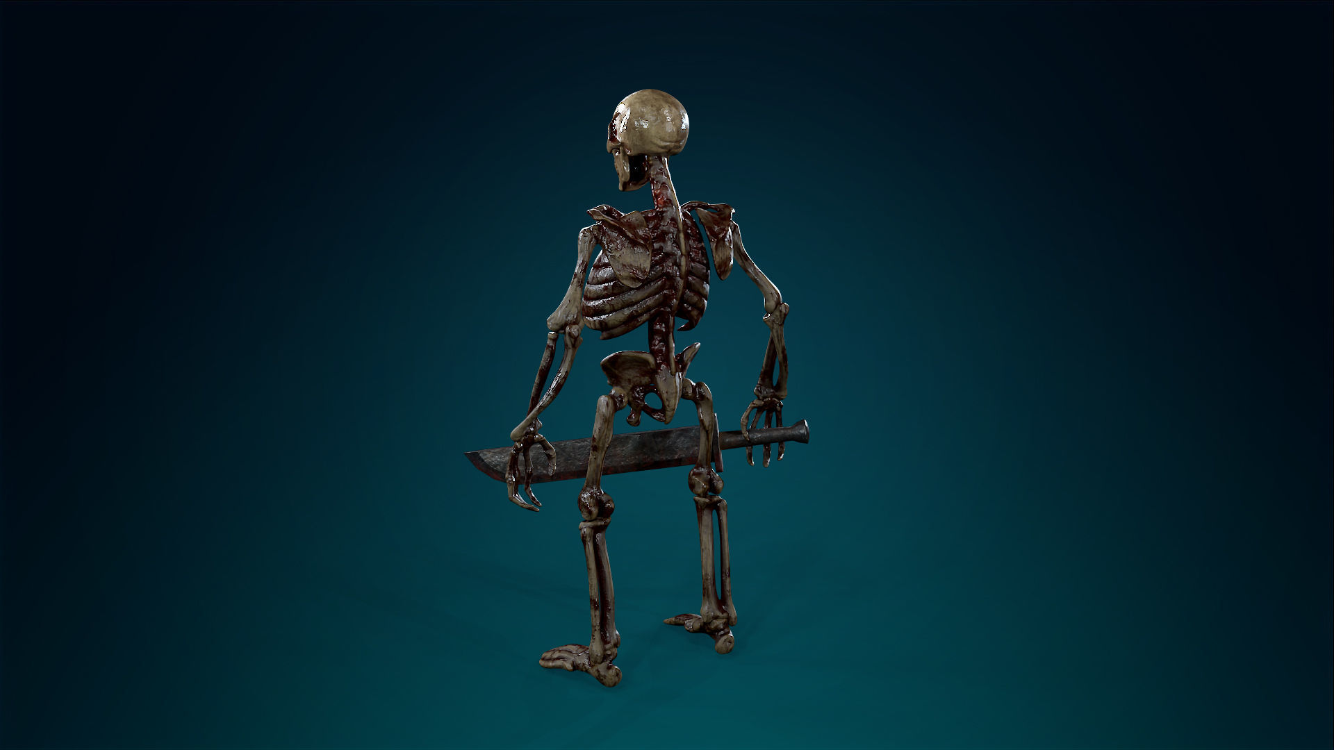 Skeleton Undead Warrior Bloody - Lowpoly - Game Ready Low-poly 3D model_13