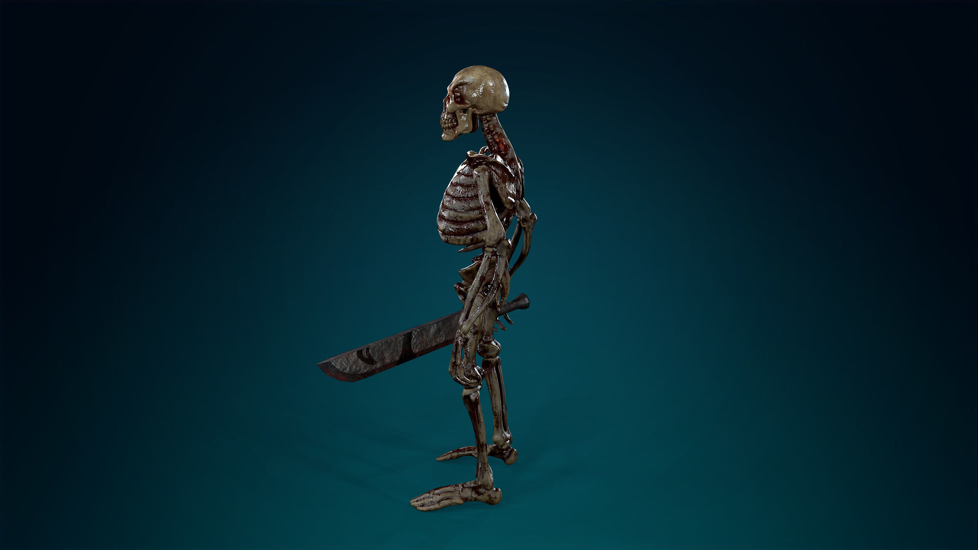 Skeleton Undead Warrior Bloody - Lowpoly - Game Ready Low-poly 3D model_15