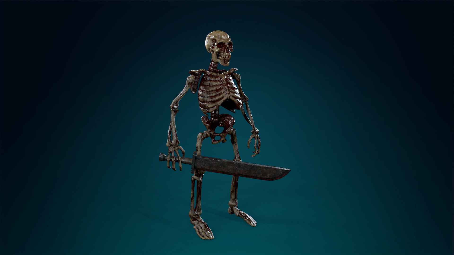Skeleton Undead Warrior Bloody - Lowpoly - Game Ready Low-poly 3D model_5