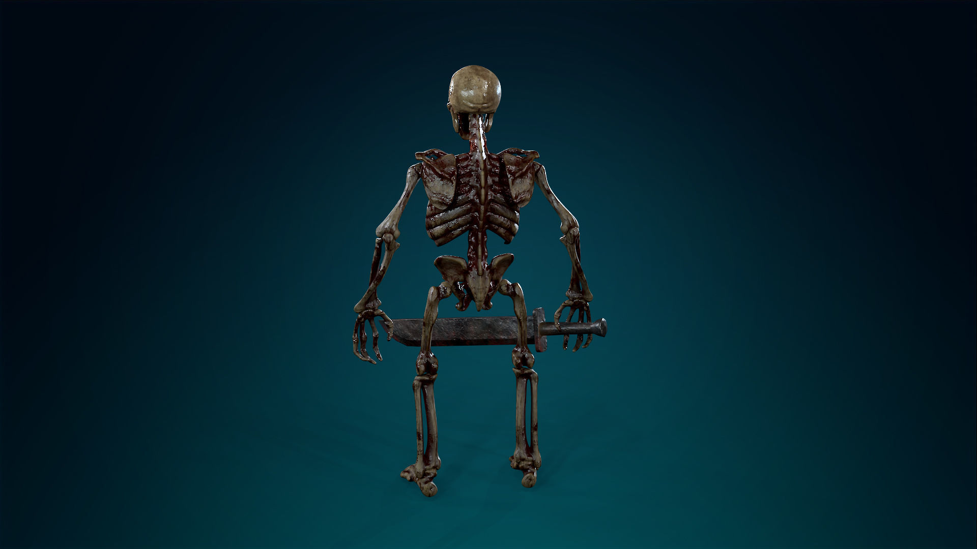 Skeleton Undead Warrior Bloody - Lowpoly - Game Ready Low-poly 3D model_12
