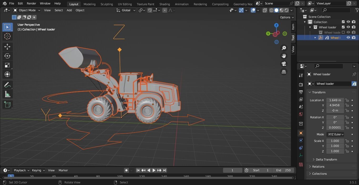 MID POLY WHWWL LOADER 3D model_4