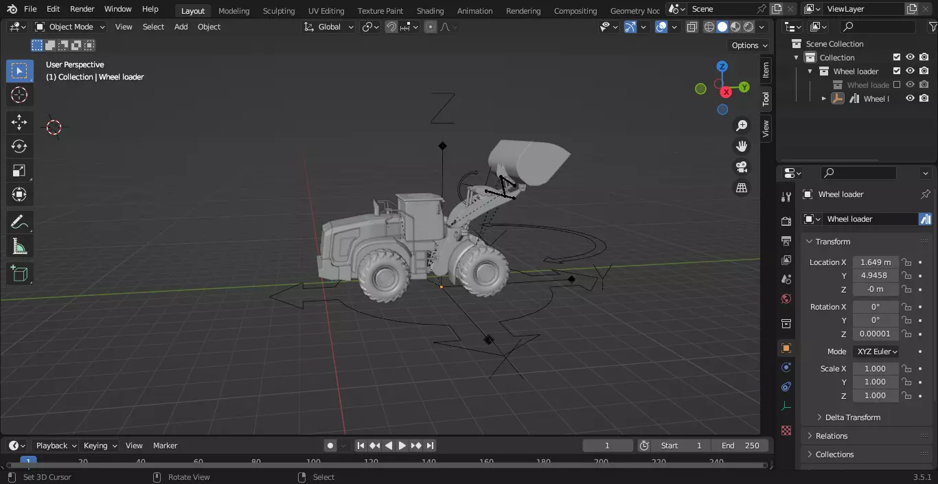 MID POLY WHWWL LOADER 3D model_0