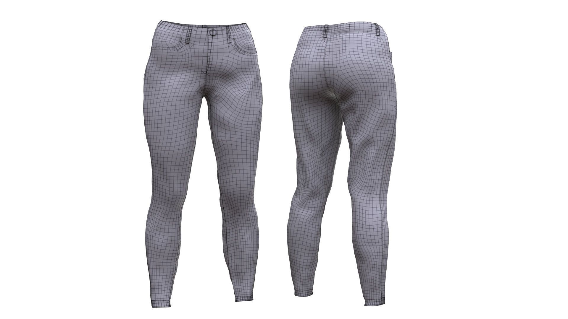 Female Jeans 1 Low-poly 3D model_6