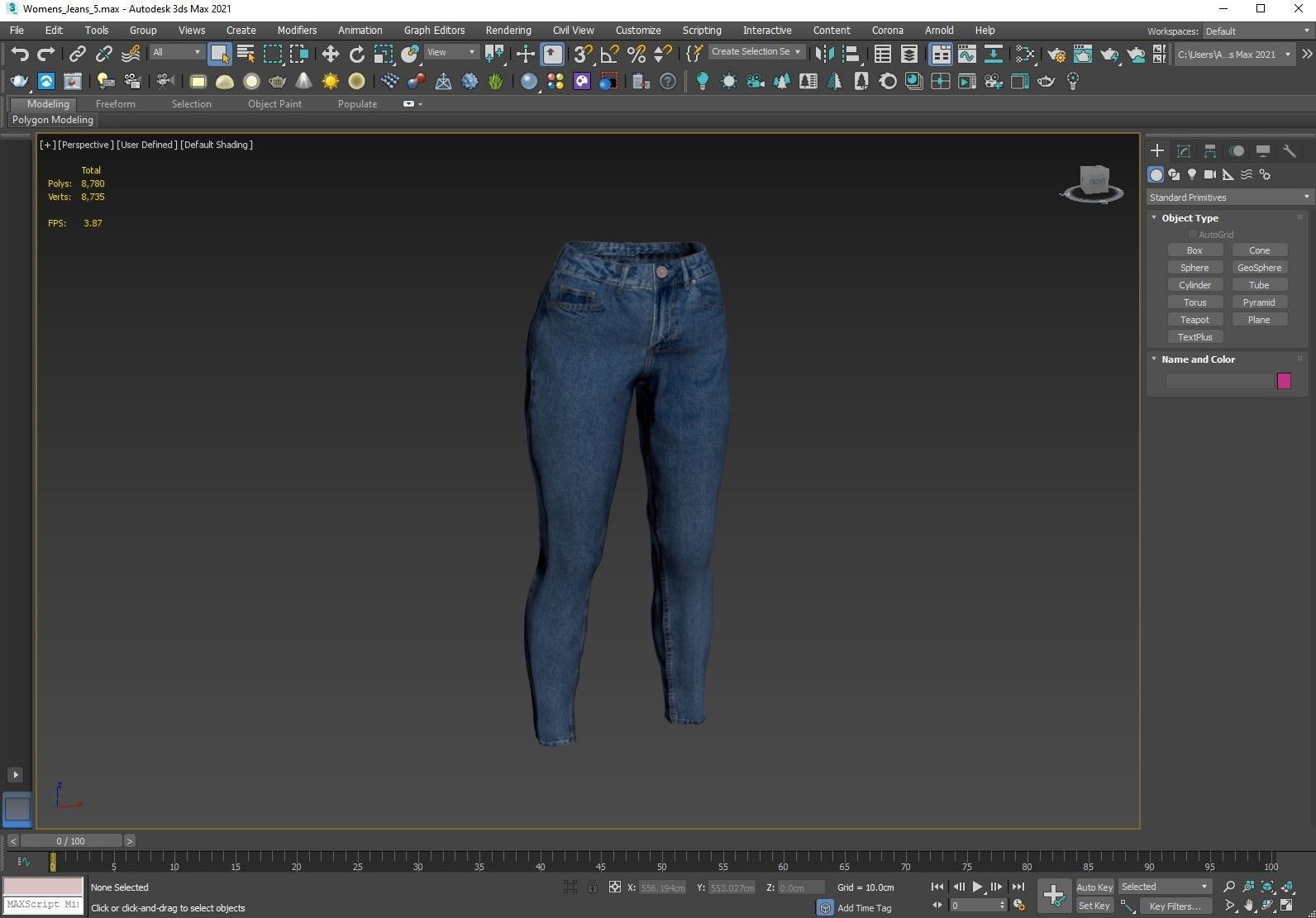 Female Jeans 1 Low-poly 3D model_5