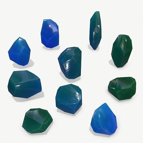 crystal set Low-poly 3D model