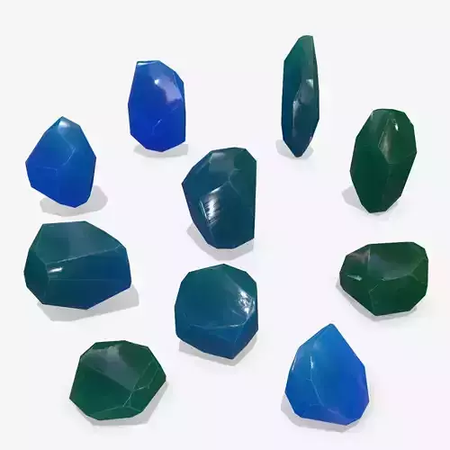 crystal set Low-poly 3D model