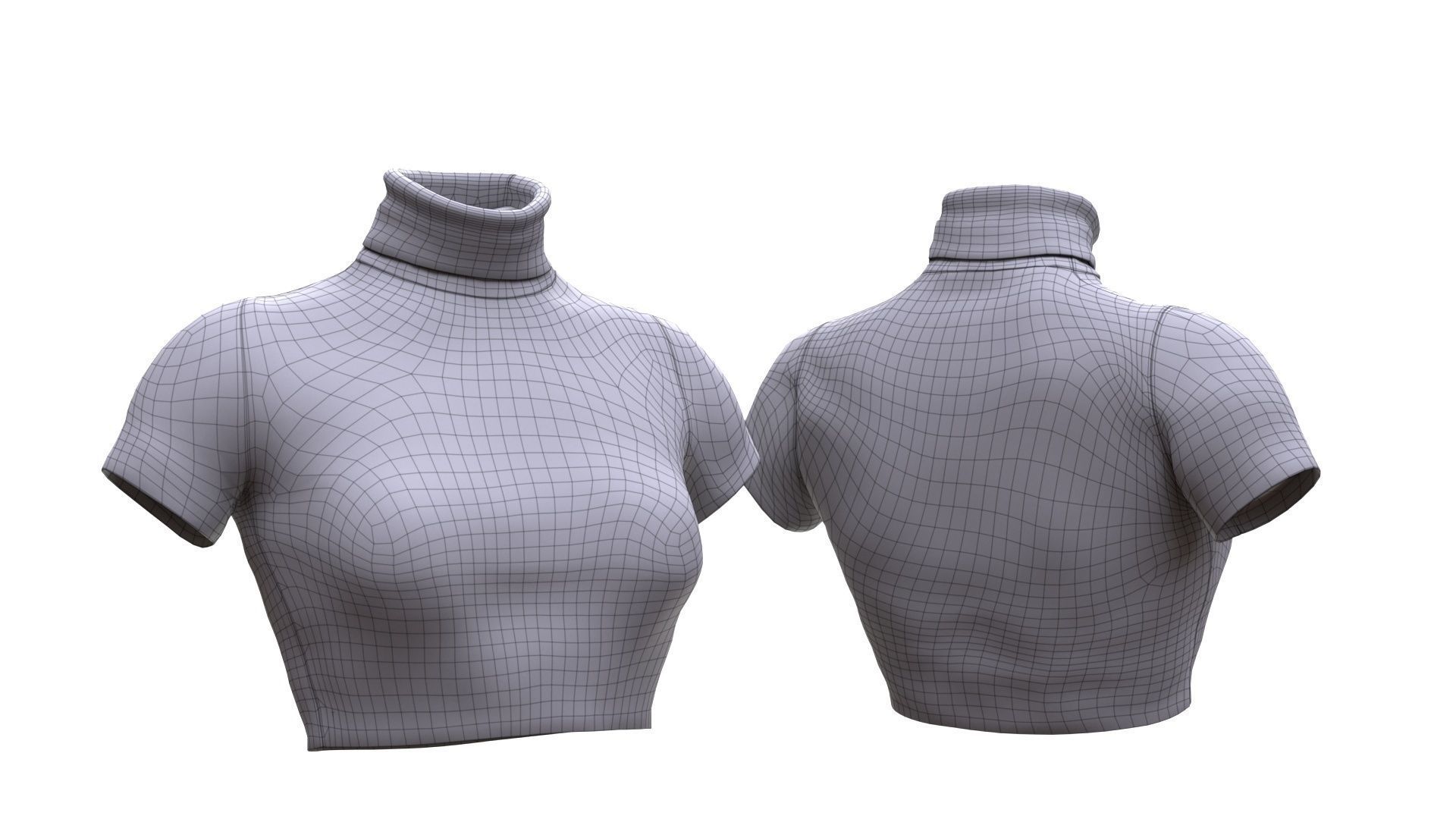 Female Tshirt Low-poly 3D model_4