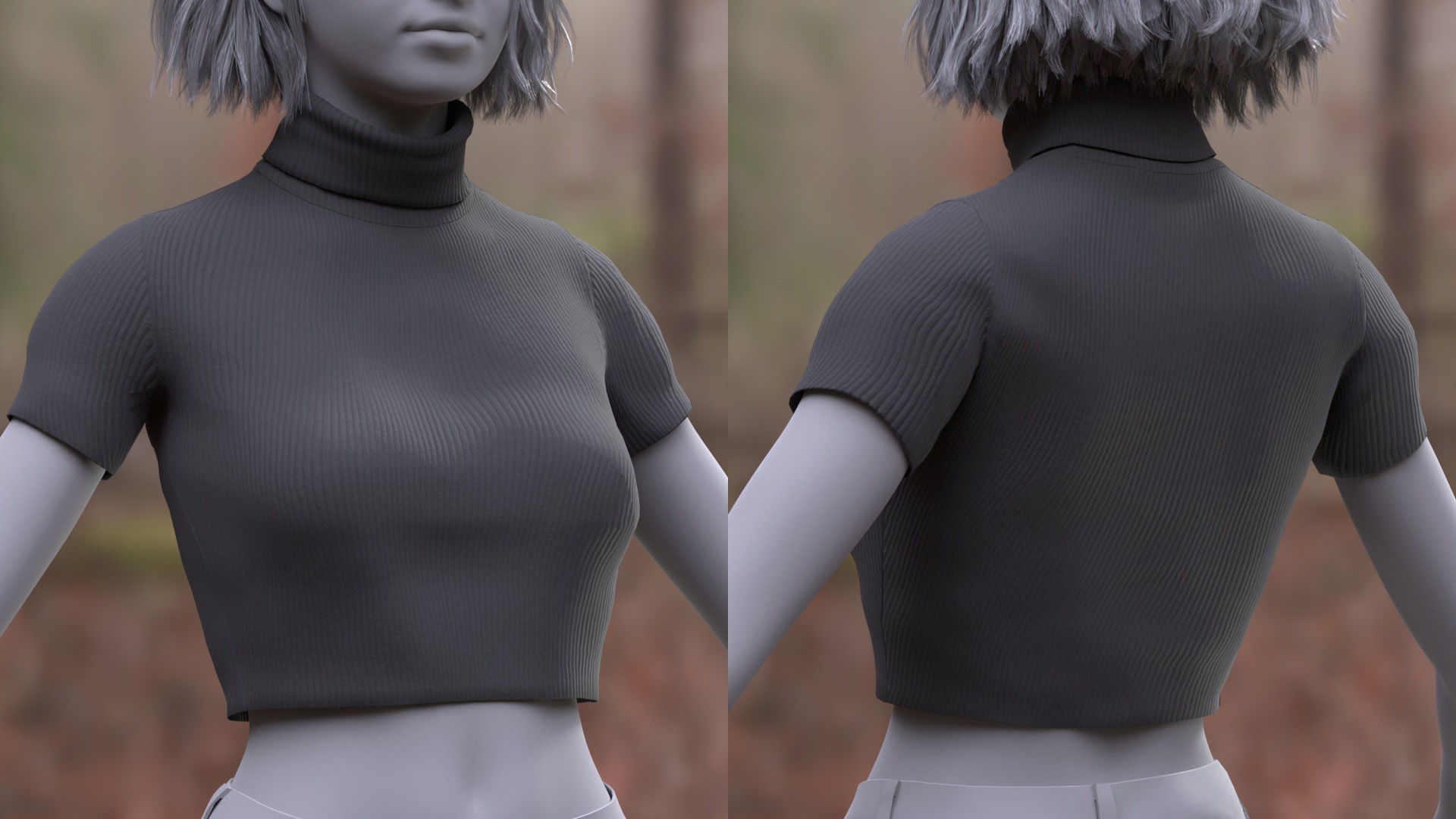 Female Tshirt Low-poly 3D model_2
