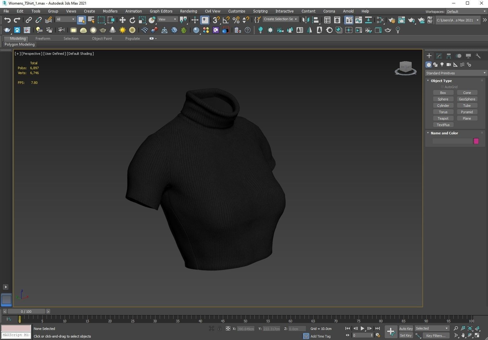 Female Tshirt Low-poly 3D model_3