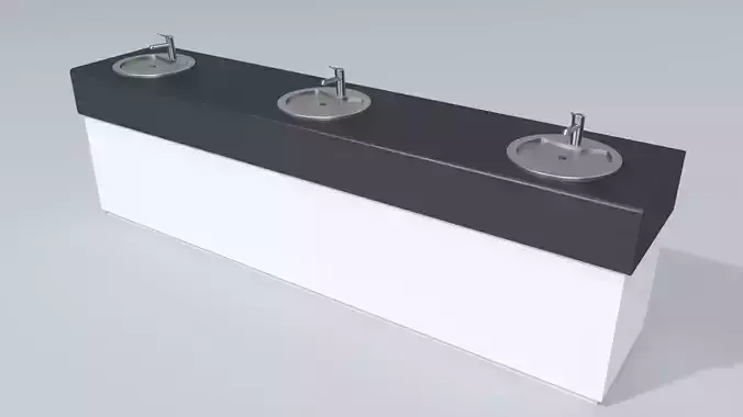 Modern Vanity Unit with Washroom Sinks 3D model