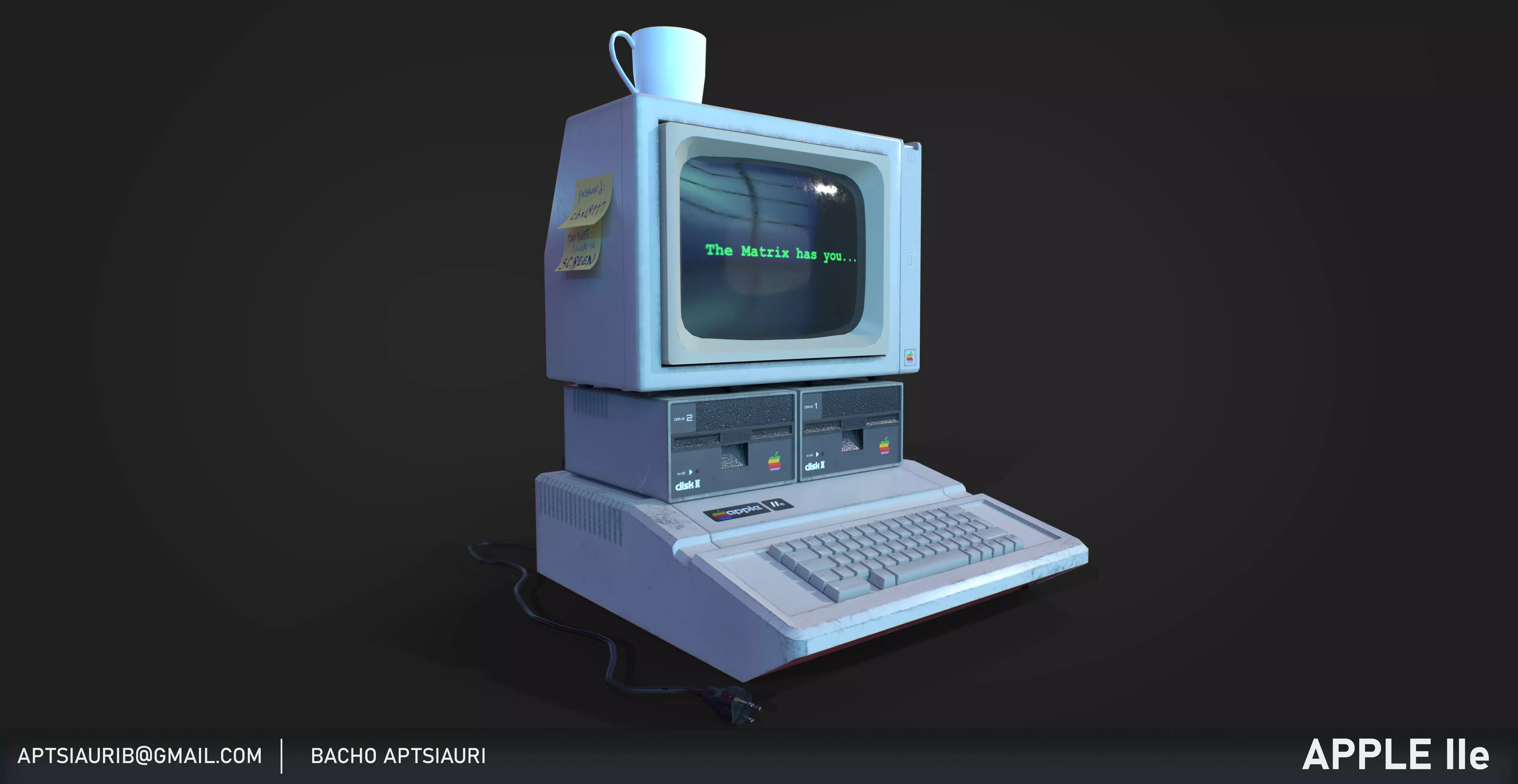 Apple lle vintage computer 3D model